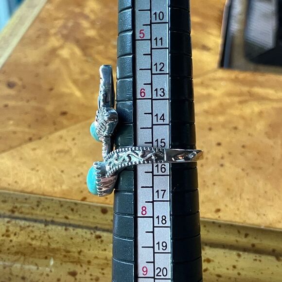 Royston Turquoise Sterling Silver Butterfly Ring Size 7 - Picture 8 of 9